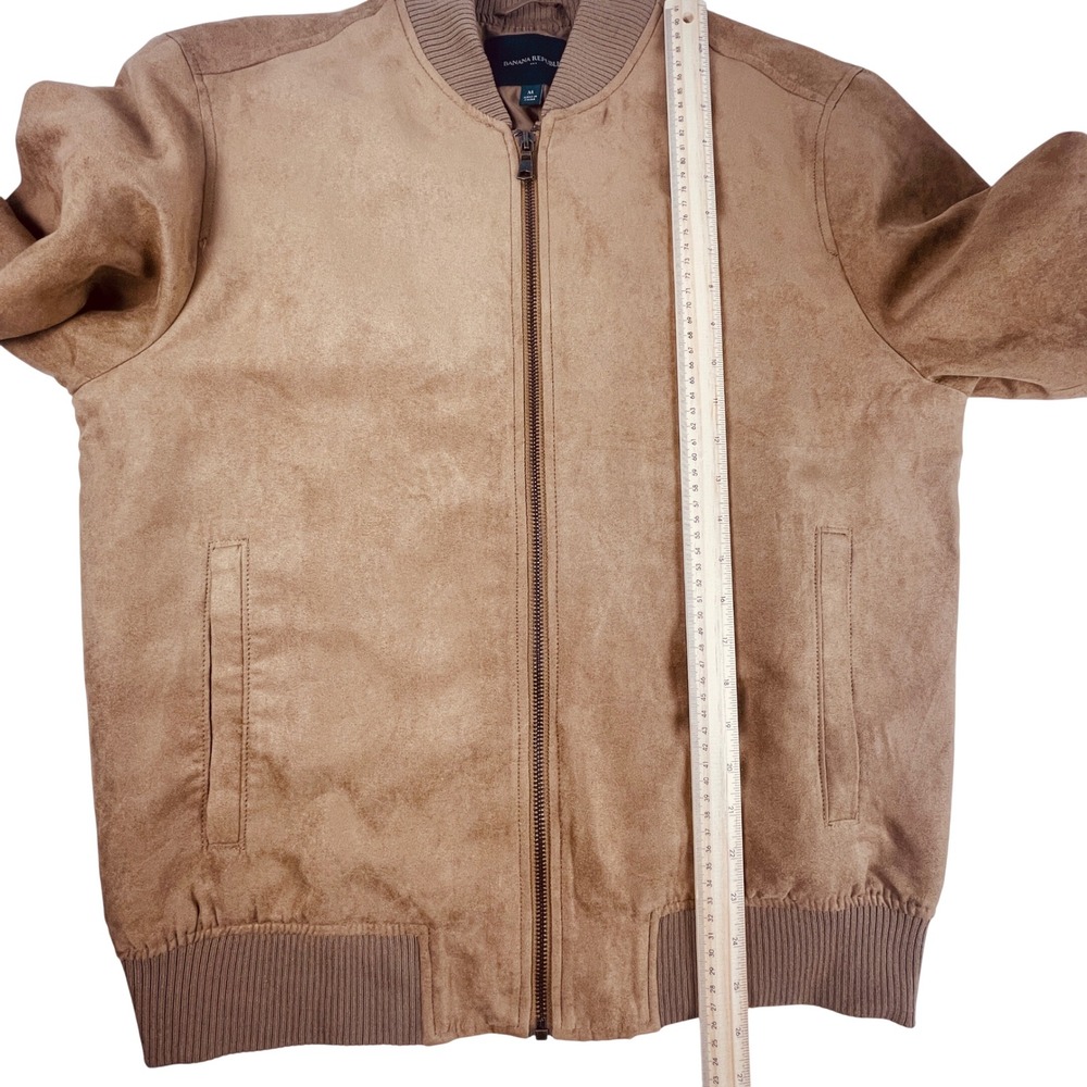 Banana Republic Bomber Jacket Mens M Brown Dark Acorn Vegan Suede 405308-00 - Picture 10 of 10